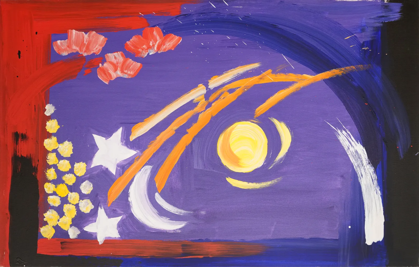 Moon and stars reflecting on water, 2001 by Heather (Anjolu) Umbagai