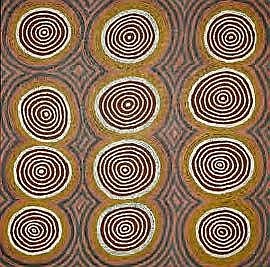 Tingari Dreaming at Pulkulnatjatja, 1996 by Benny Tjapaltjarri