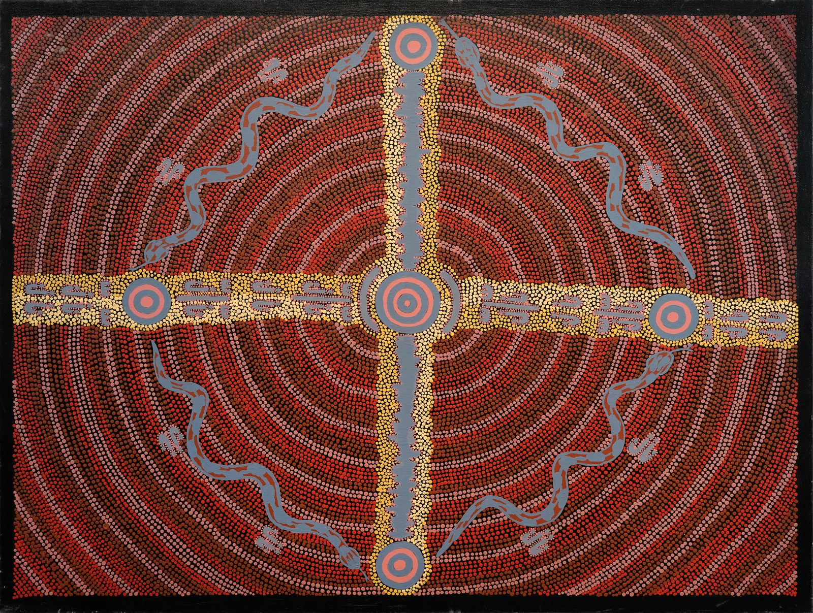 Water and Snake Dreaming, 1990 by Malcolm Jagamarra